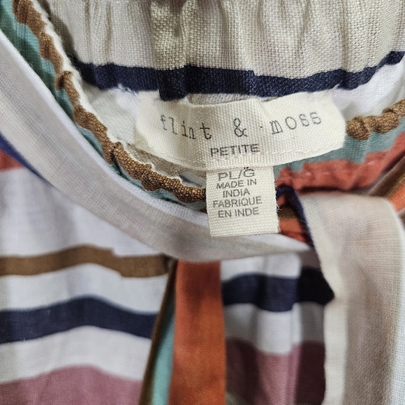 Flint & Moss Women's Cotton-Linen Blend Striped A-Line Skirt Size LP - Picture 2 of 7